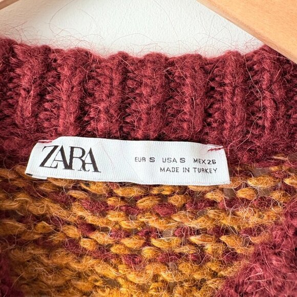 Zara Wool Alpaca Blend Striped Knit Sweater Blogger Fav Size Small - Picture 11 of 12